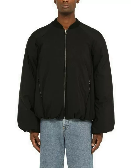 Black padded fabric bomber jacket