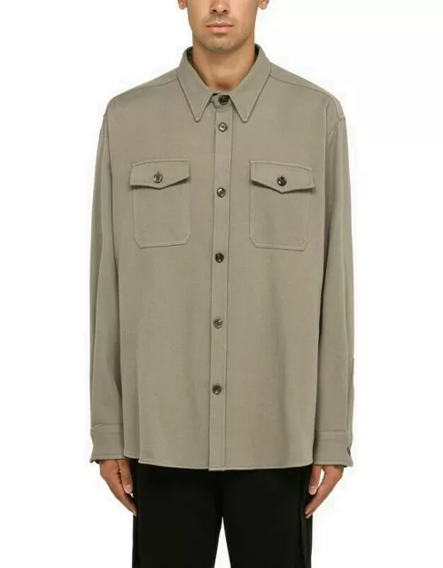 Shirt with pockets in taupe grey woo