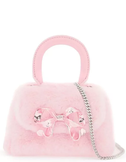 SELF PORTRAIT Faux fur 'The Fluffy Micro Bow' bag