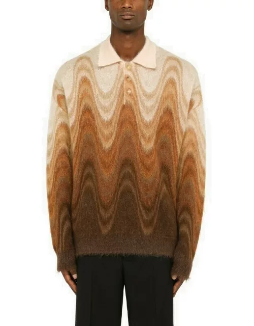 Mohair jumper with shaded wave print