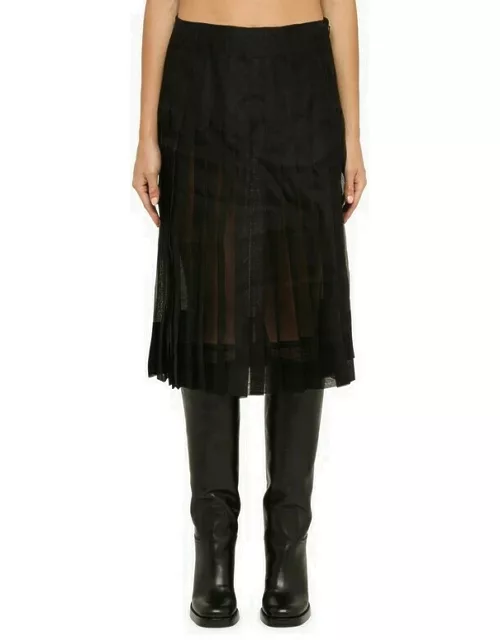 Black semi-transparent pleated skirt