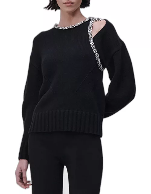 Monroe Wool Cashmere Knit Sweater with Crystal