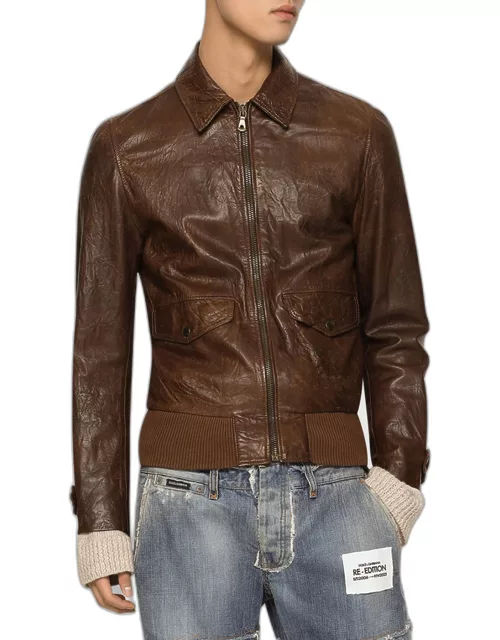 Men's Weathered Leather Jacket