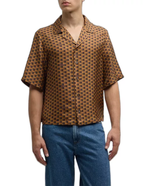 Men's Printed Silk Camp Shirt