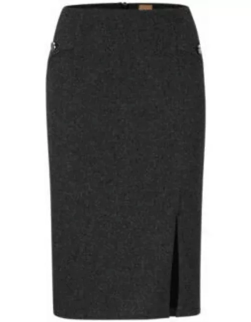 Slim-fit pencil skirt with front slit- Patterned Women's Pencil Skirt