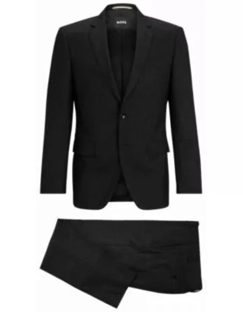 Slim-fit suit in virgin wool with signature lining- Black Men's Business Suit