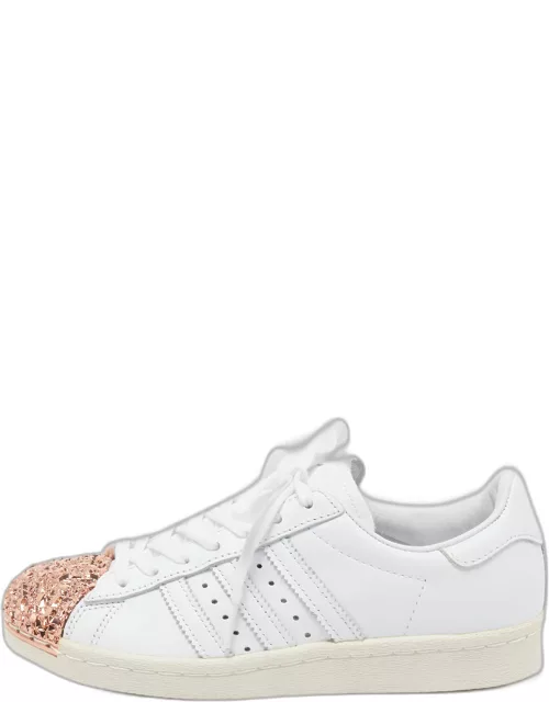 Adidas White/Pink Leather and Metal Superstar Sneaker