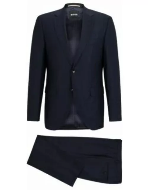Regular-fit suit in checked virgin wool- Dark Blue Men's Business Suit