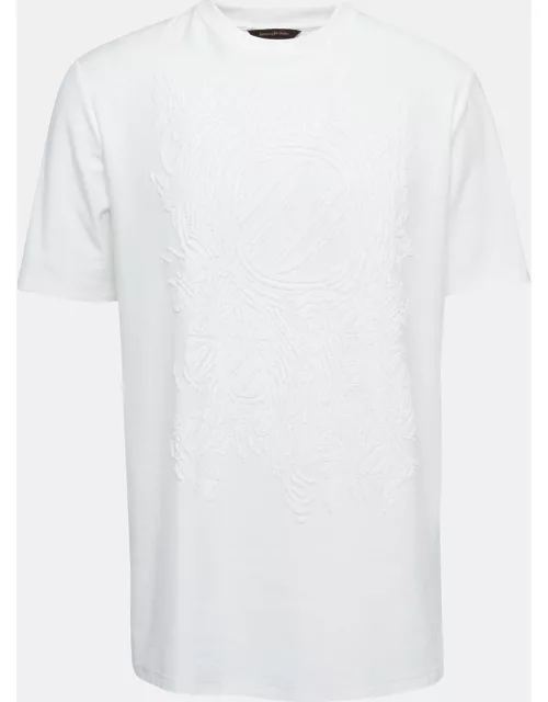 Ermenegildo Zegna Couture White Logo Detail Cotton Crew Neck T-Shirt