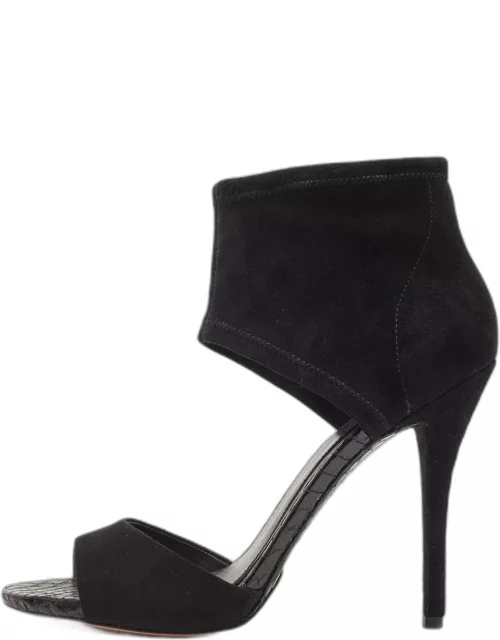 Brian Atwood Black Suede Correns Ankle Cuff Sandal