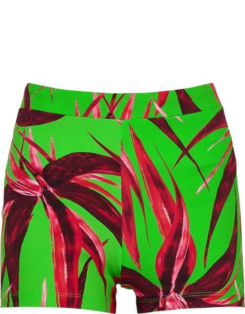 Louisa Ballou Printed Ribbed Jersey Short, Shorts, Red