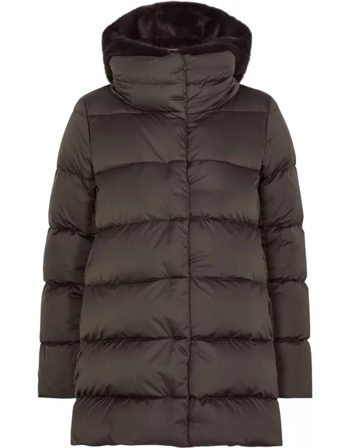 Herno Raso Quilted Shell And Faux Fur Jacket - Dark Brown