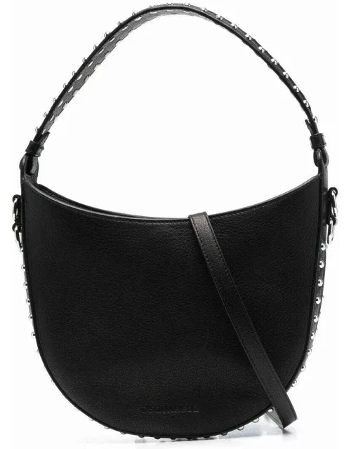 Black studded handle tote bag