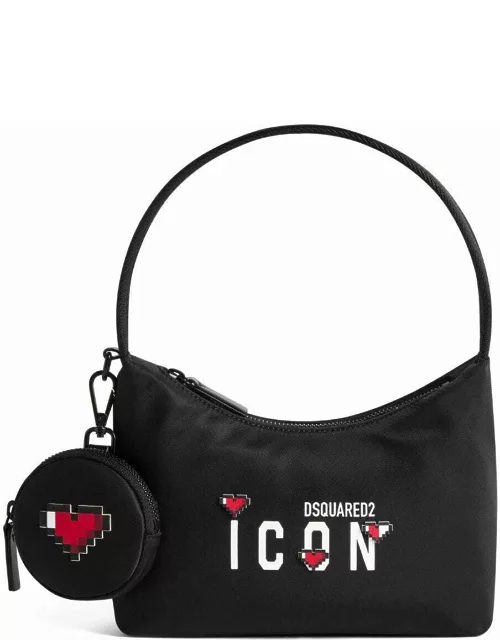Black Icon heart print tote bag
