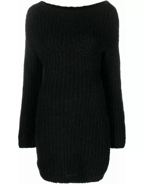 Black short dress with bare shoulder