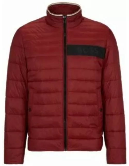 Water-repellent padded jacket with 3D logo tape- Dark Red Men's Clothing