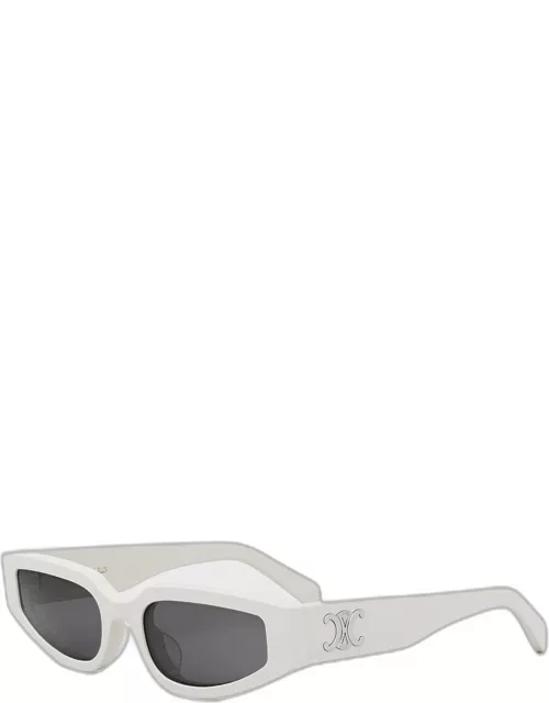 Triomphe Sleek White Acetate Cat-Eye Sunglasse