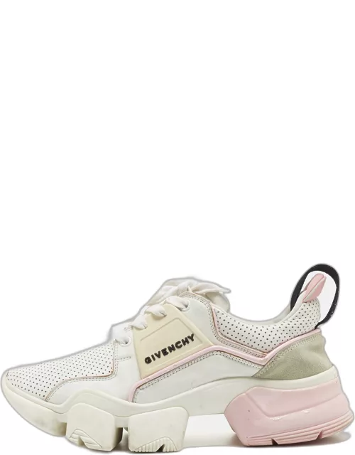 Givenchy White/Grey Leather and Suede Jaw Low Top Sneaker