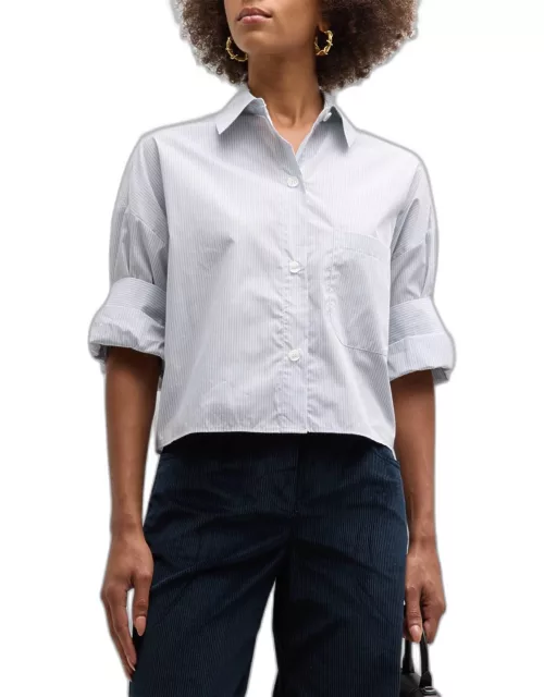 The Next Ex Cropped Cotton Button-Front Shirt