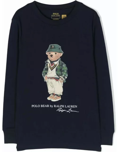 Ralph Lauren Navy Blue Polo Bear Crew-neck Sweatshirt