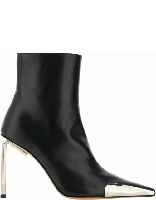 Off-White Silver Allen Frame Black Leather Ankle Boot