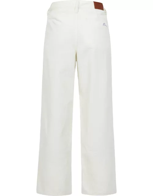 Seagull Embroidery Straight-fit Corduroy Trouser