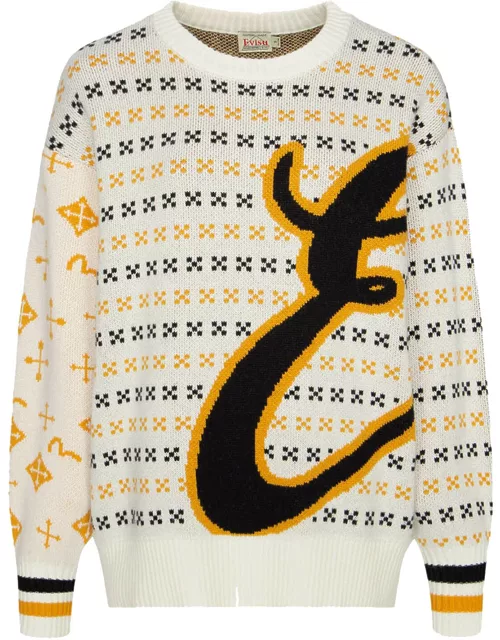 Logo Calligraphy Jacquard Knitted Sweater