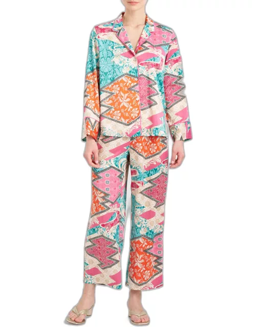 Orient Express Cropped Floral-Print Pajama Set