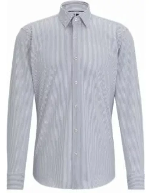 Regular-fit shirt in striped material with Kent collar- Dark Blue Men's Shirt