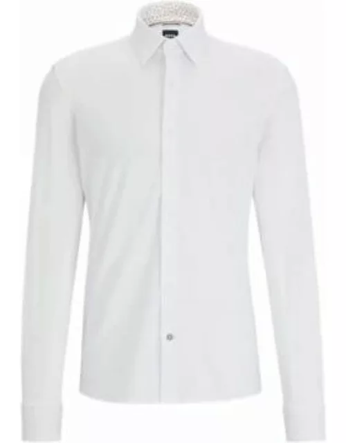 Sliml-fit shirt in pure-cotton jersey- White Men's Shirt