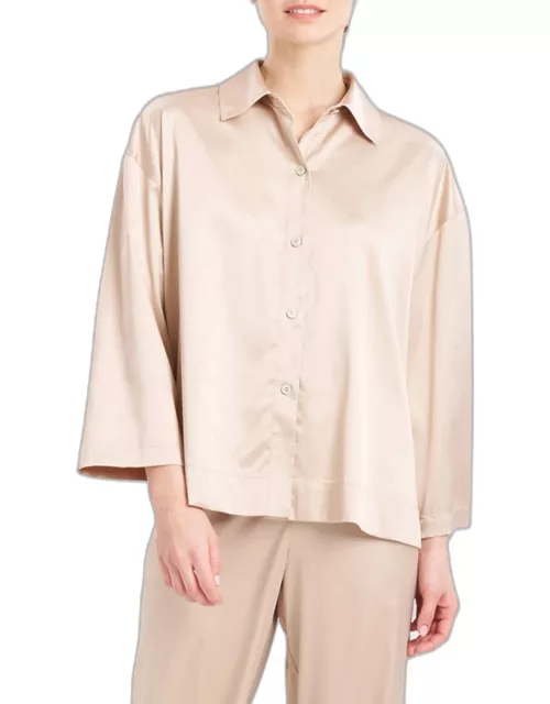Glamour Satin Button-Down Shirt