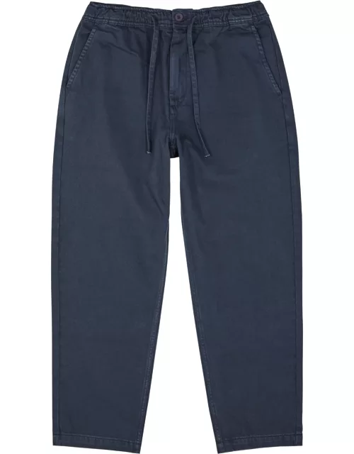 Wax London Kurt Cropped Cotton-twill Trousers - Navy