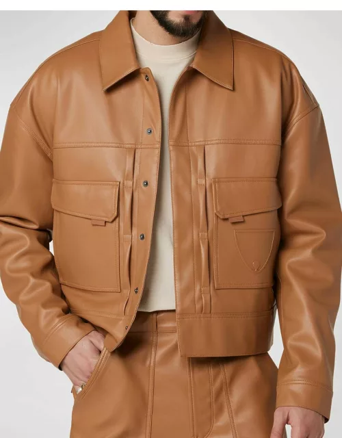 Men's Conley Faux-Leather Trucker Jacket