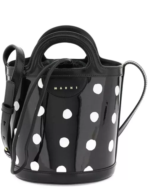 MARNI patent leather tropicalia bucket bag with polka-dot pattern