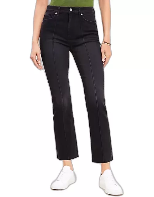 Loft Tall Pintucked Fresh Cut High Rise Kick Crop Jeans in Washed Black
