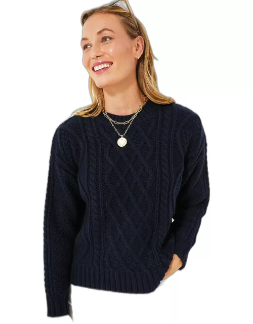 Navy Cable Knit Courchevel Sweater