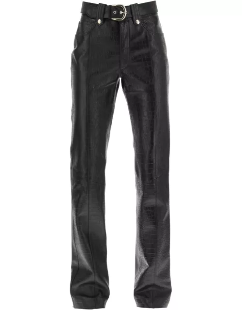 ALESSANDRA RICH straight-cut pants in crocodile-print leather