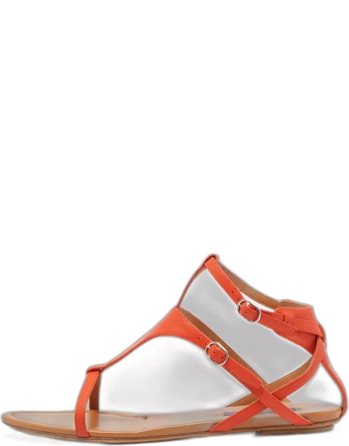 Ralph Lauren Orange Leather Flat Sandal
