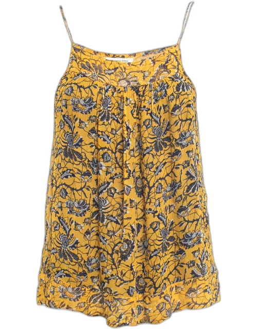 Isabel Marant Etoile Yellow Floral Printed Sleeveless Top