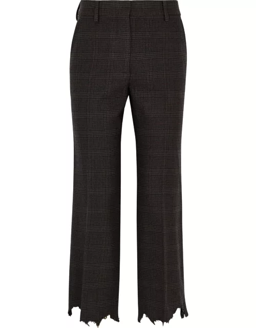 JW Anderson Distressed Checked Wool Trousers - Grey