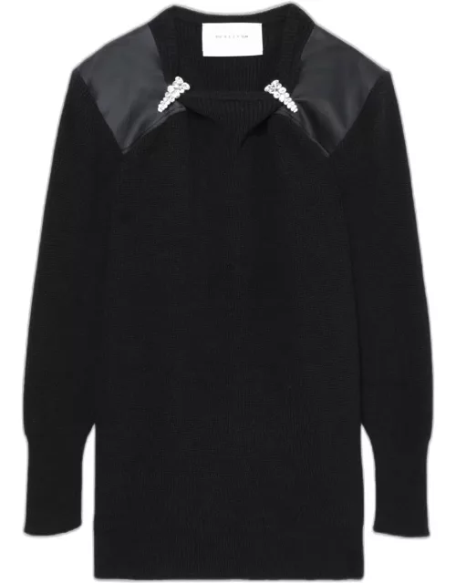 1017 ALYX 9SM Nylon Panel Knit Dress Black rib-knitted dress with crystals detail - Nylon panel knit dres