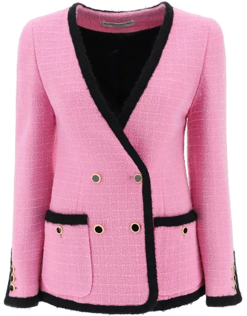 Alessandra Rich Double-breasted Boucle Tweed Jacket