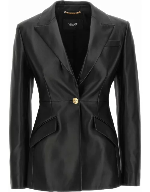 Versace Single-breasted Leather Blazer