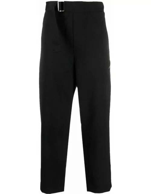 Crop trousers with belt