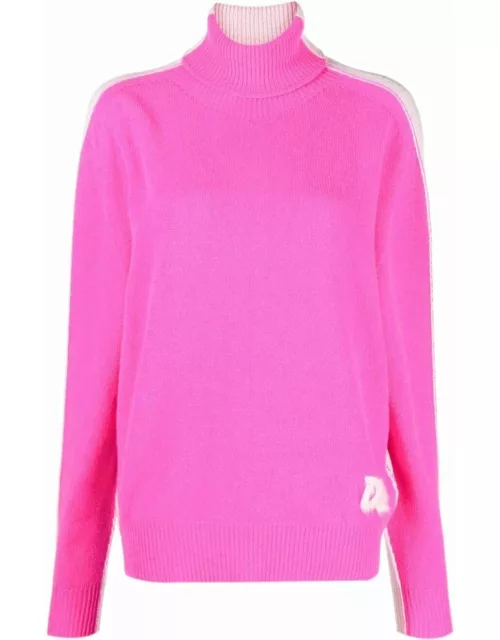 Two-tone pink turtleneck sweater