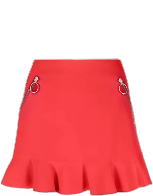 Red mini skirt with ruffle