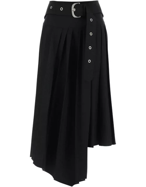 OFF-WHITE Belted tech drill pleated skirt