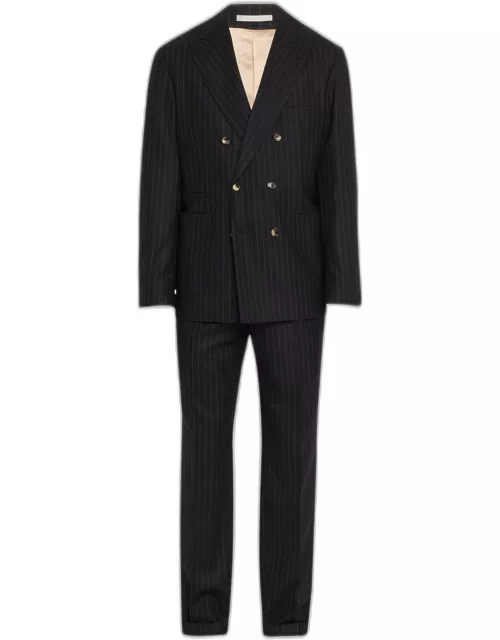 Men's Pinstriped Flannel Double-Breasted Suit