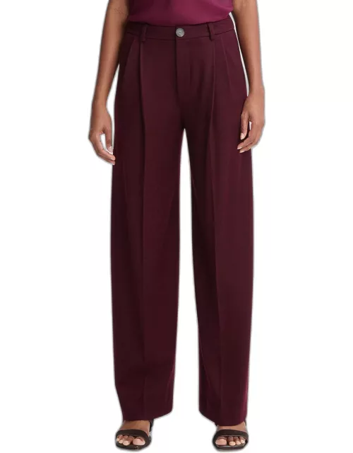 Wool Pleated-Front Straight-Leg Pant