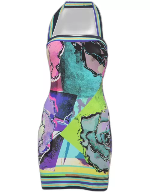 Roberto Cavalli Multicolor Abstract Printed Jersey Bodycon Mini Dress